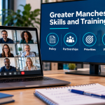Greater Manchester skills and training professionals taking part in an online GMLPN Keep in Touch meeting to discuss regional developments.